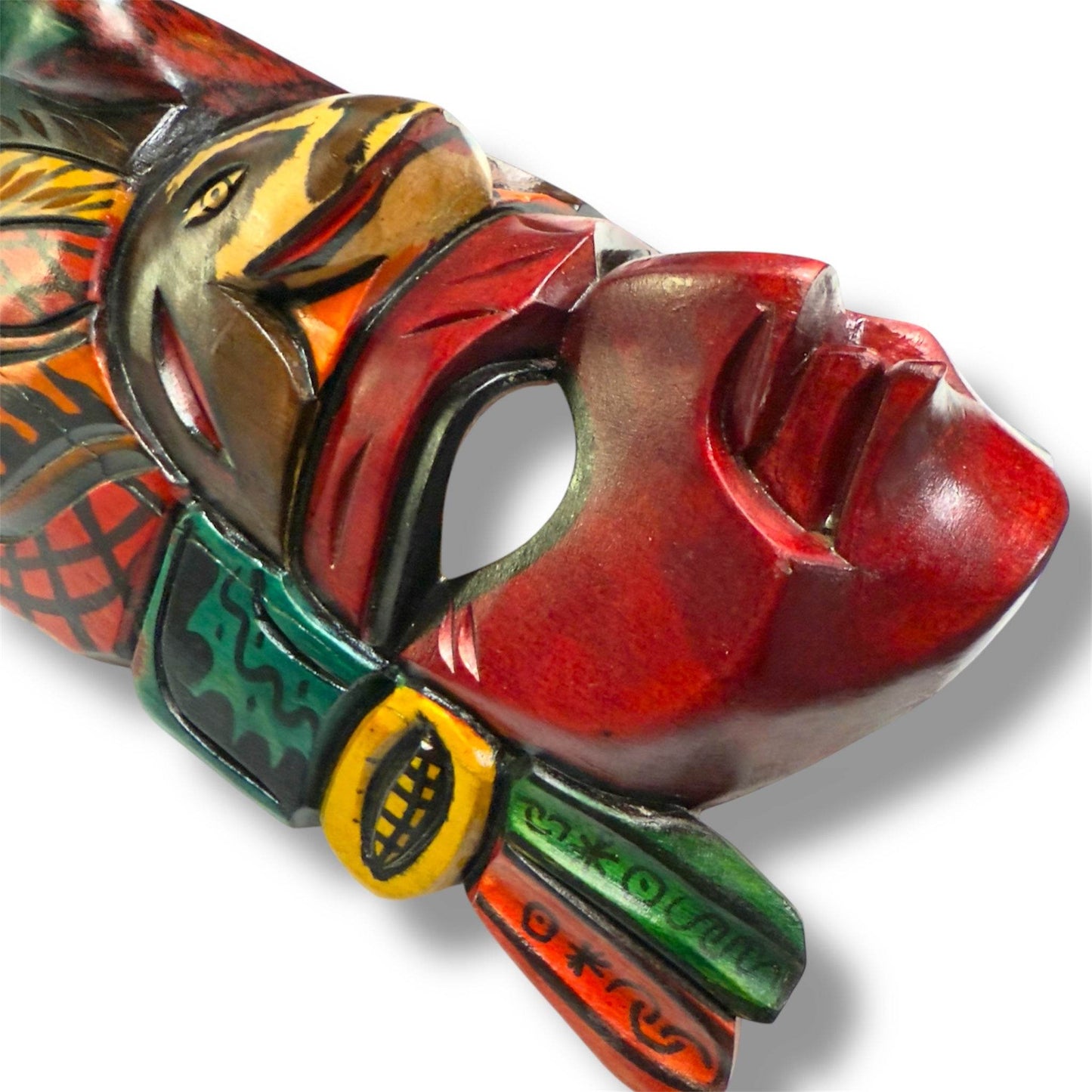 Guatemalan Quetzal-Frog Headdress Mask from Chichicastenango - From The Andes