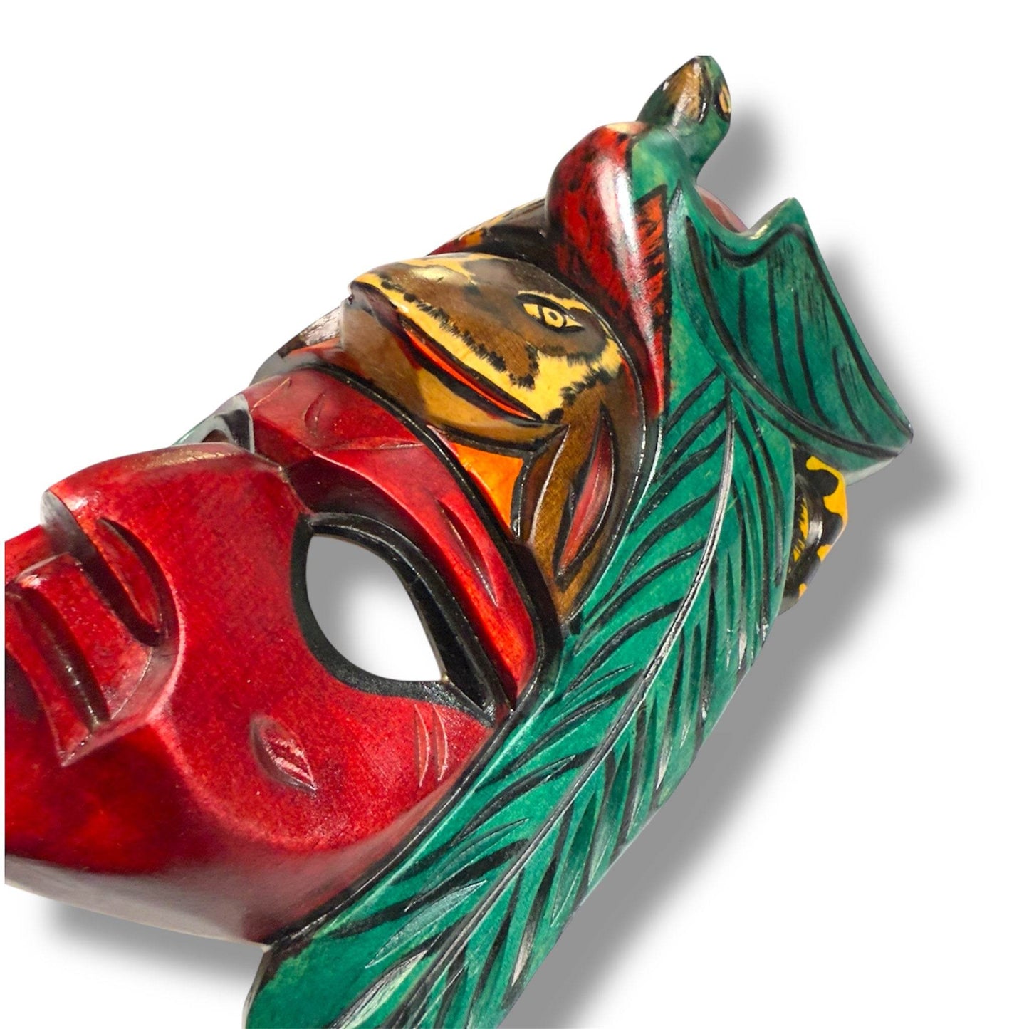 Guatemalan Quetzal-Frog Headdress Mask from Chichicastenango - From The Andes