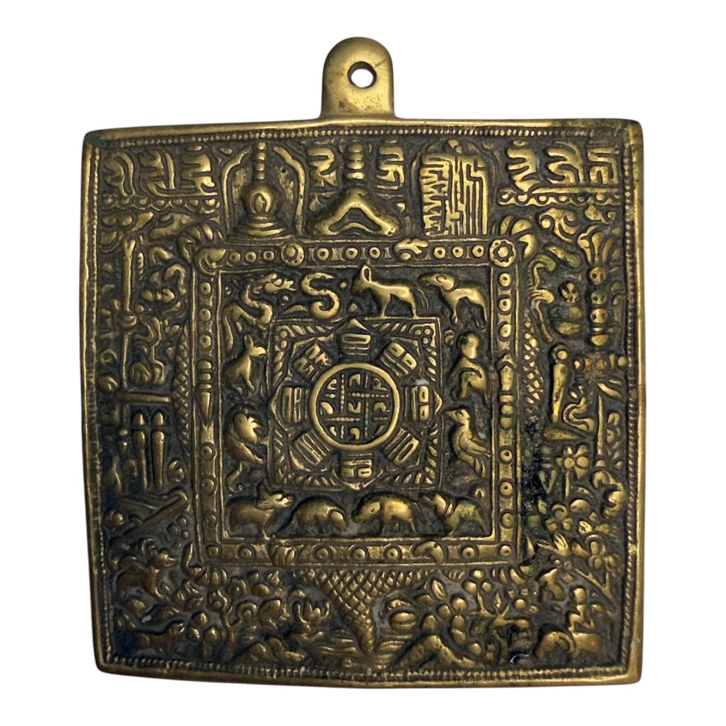 Antique Tibetan Zodiac Talisman - Powerful Brass Mandala for Protection & Astrology - From The Andes