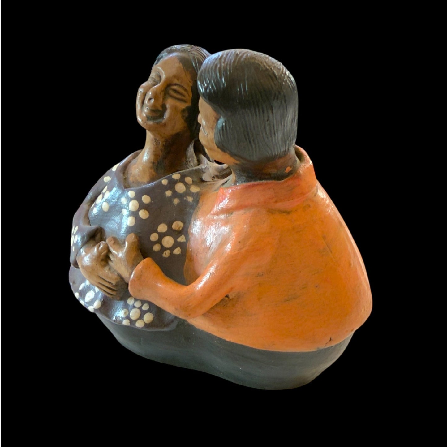 Authentic Chulucanas Couple Sculpture (Purple) - From The Andes