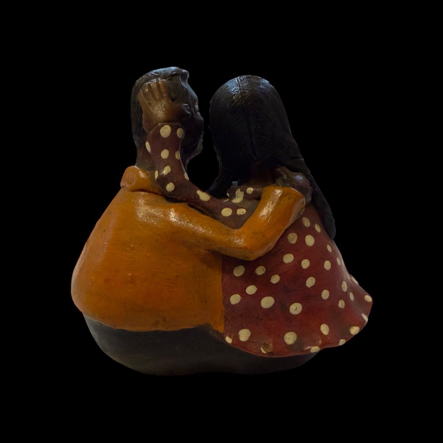 Authentic Chulucanas Couple Sculpture (Rose) - From The Andes