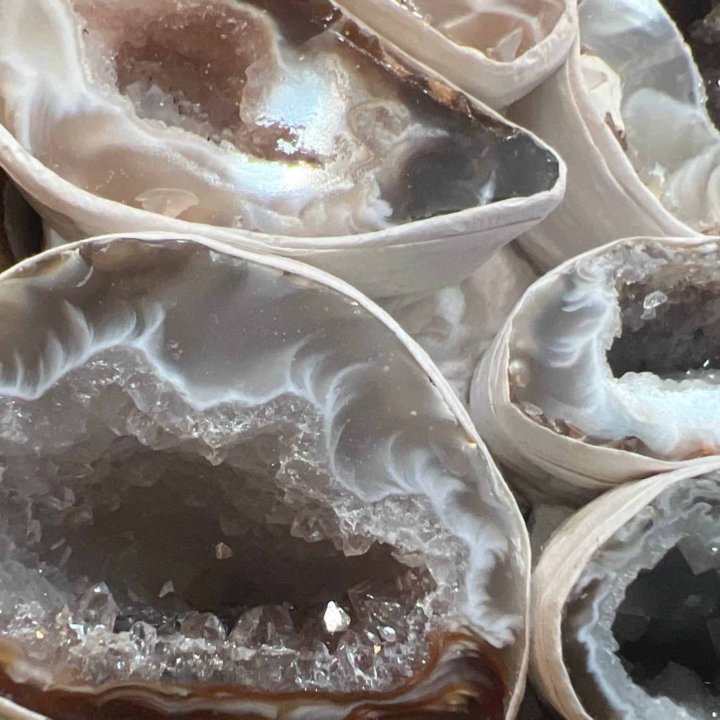 Brazilian Oco Geode Halves – Set of 3 Collector Specimens - From The Andes