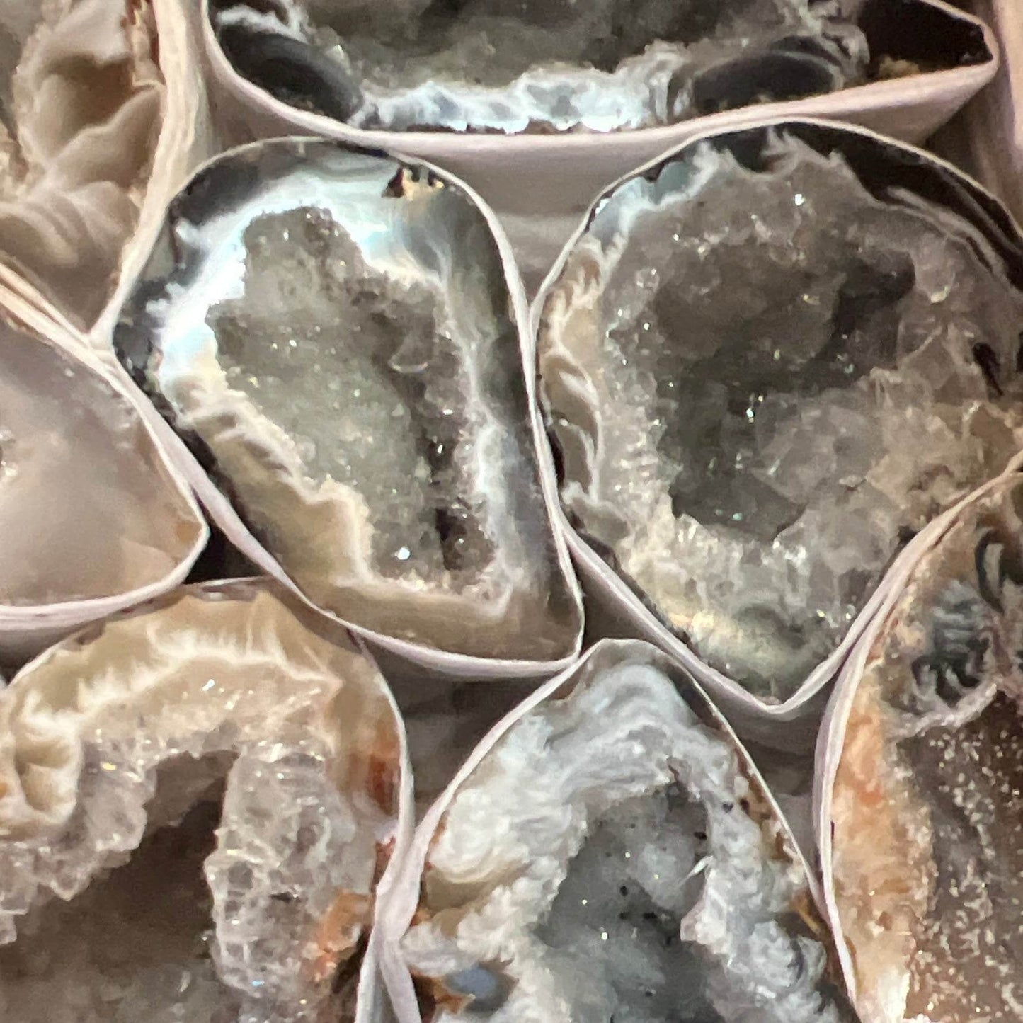 Brazilian Oco Geode Halves – Set of 3 Collector Specimens - From The Andes
