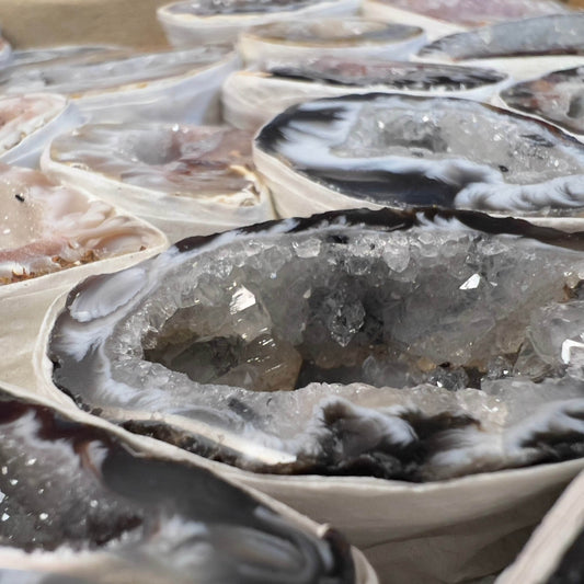 Brazilian Oco Geode Halves – Set of 3 Collector Specimens - From The Andes