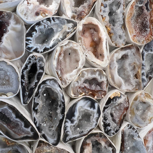 Brazilian Oco Geode Halves – Set of 3 Collector Specimens - From The Andes