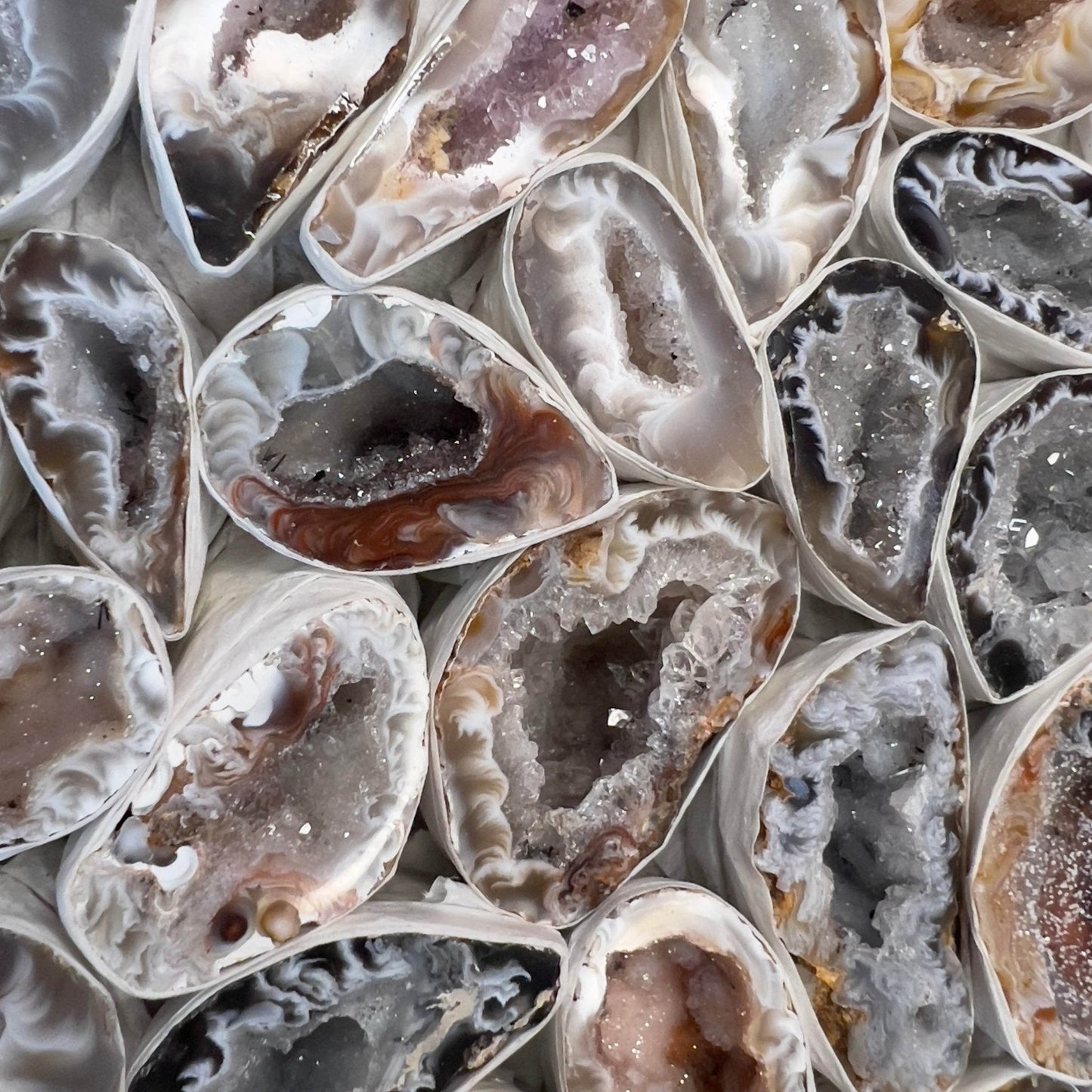 Brazilian Oco Geode Halves – Set of 3 Collector Specimens - From The Andes