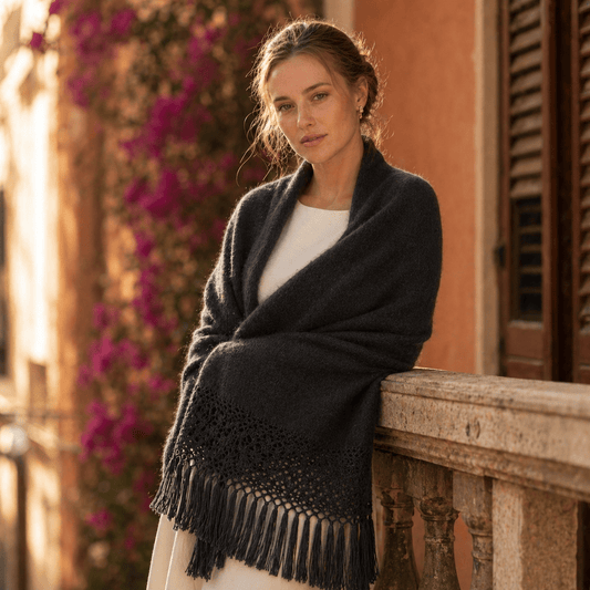 Aspen Graphite Alpaca Shawl - From The Andes