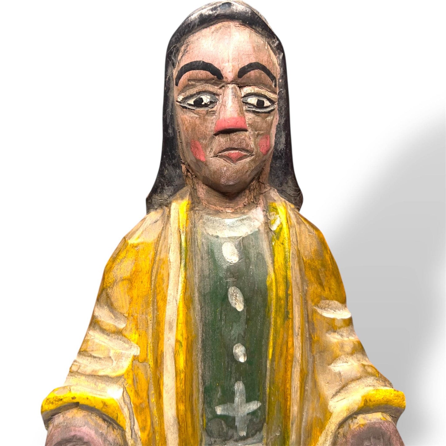 Guatemalan Virgin Mary Santo – Hand - Carved Folk Art - From The Andes