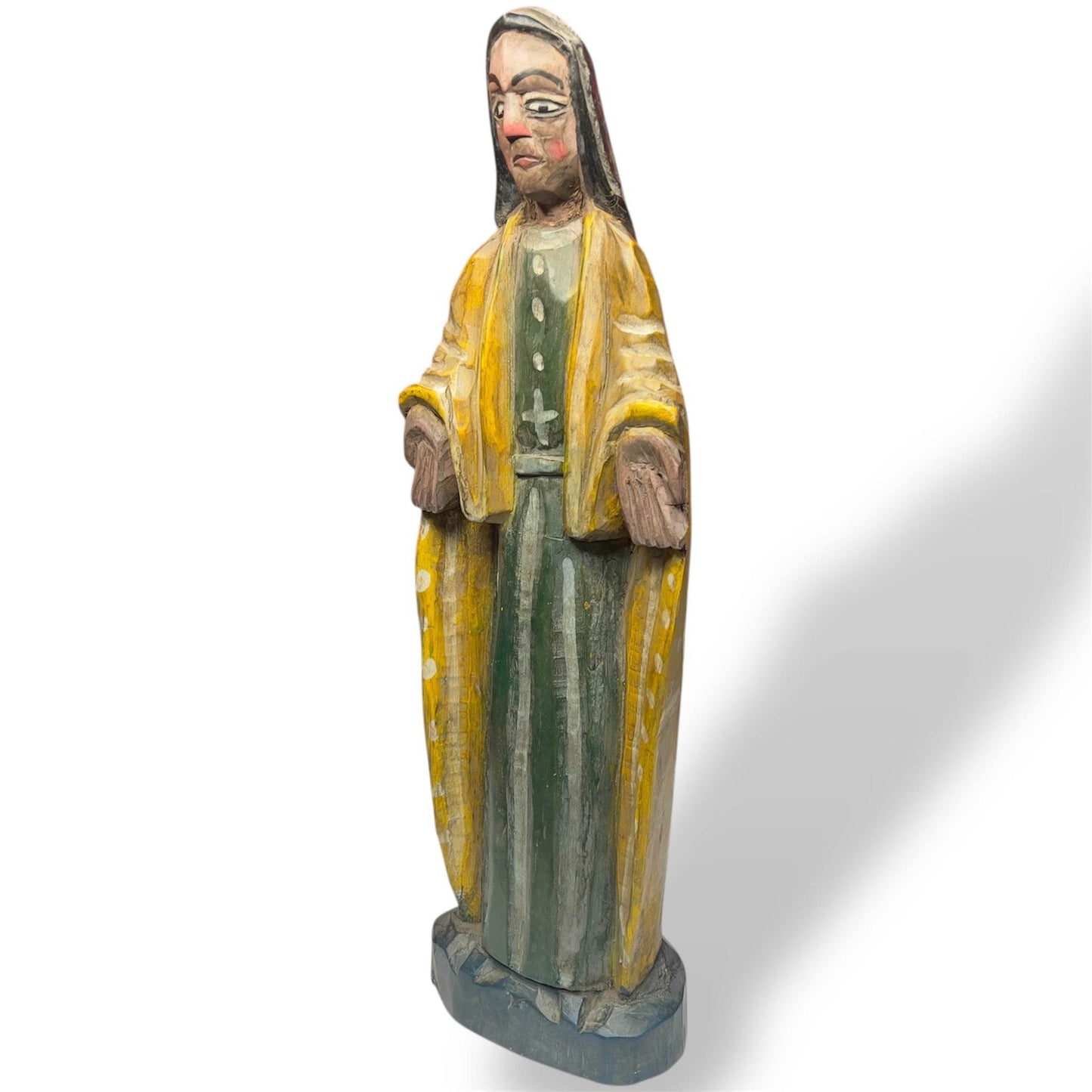 Guatemalan Virgin Mary Santo – Hand - Carved Folk Art - From The Andes