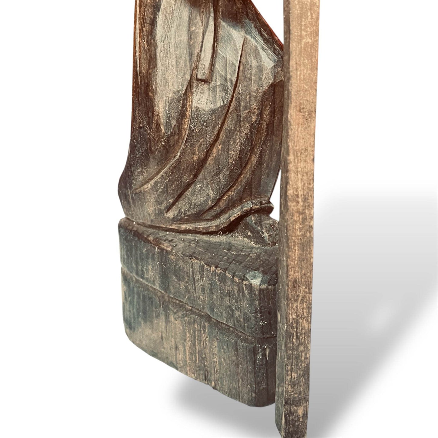 Guatemalan Wooden Procession Figure – Hand - Carved Folk Sculpture - From The Andes