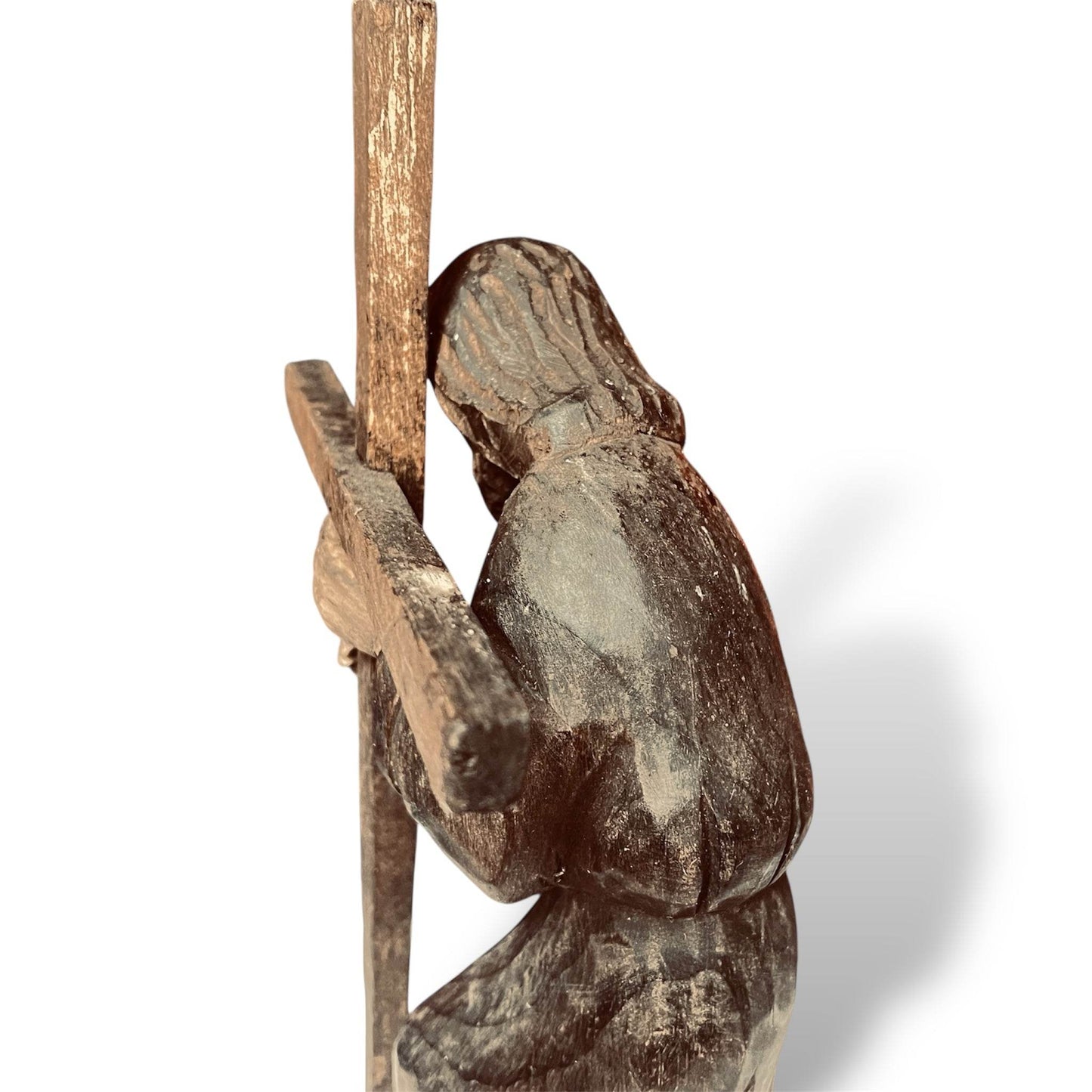 Guatemalan Wooden Procession Figure – Hand - Carved Folk Sculpture - From The Andes