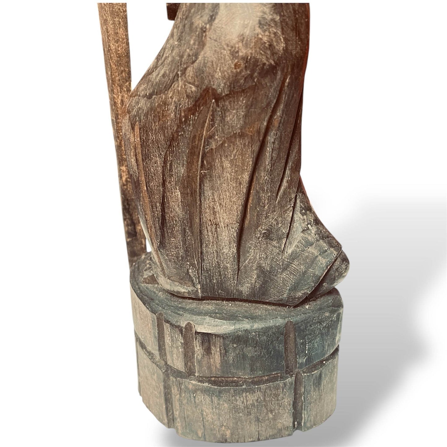 Guatemalan Wooden Procession Figure – Hand - Carved Folk Sculpture - From The Andes