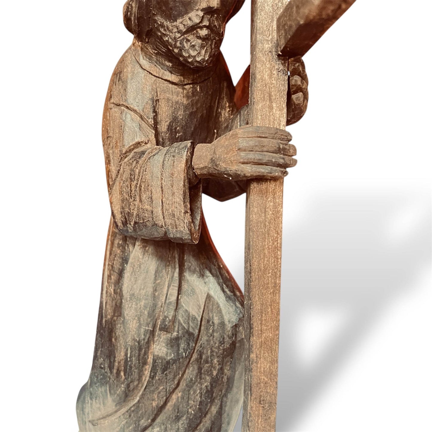 Guatemalan Wooden Procession Figure – Hand - Carved Folk Sculpture - From The Andes