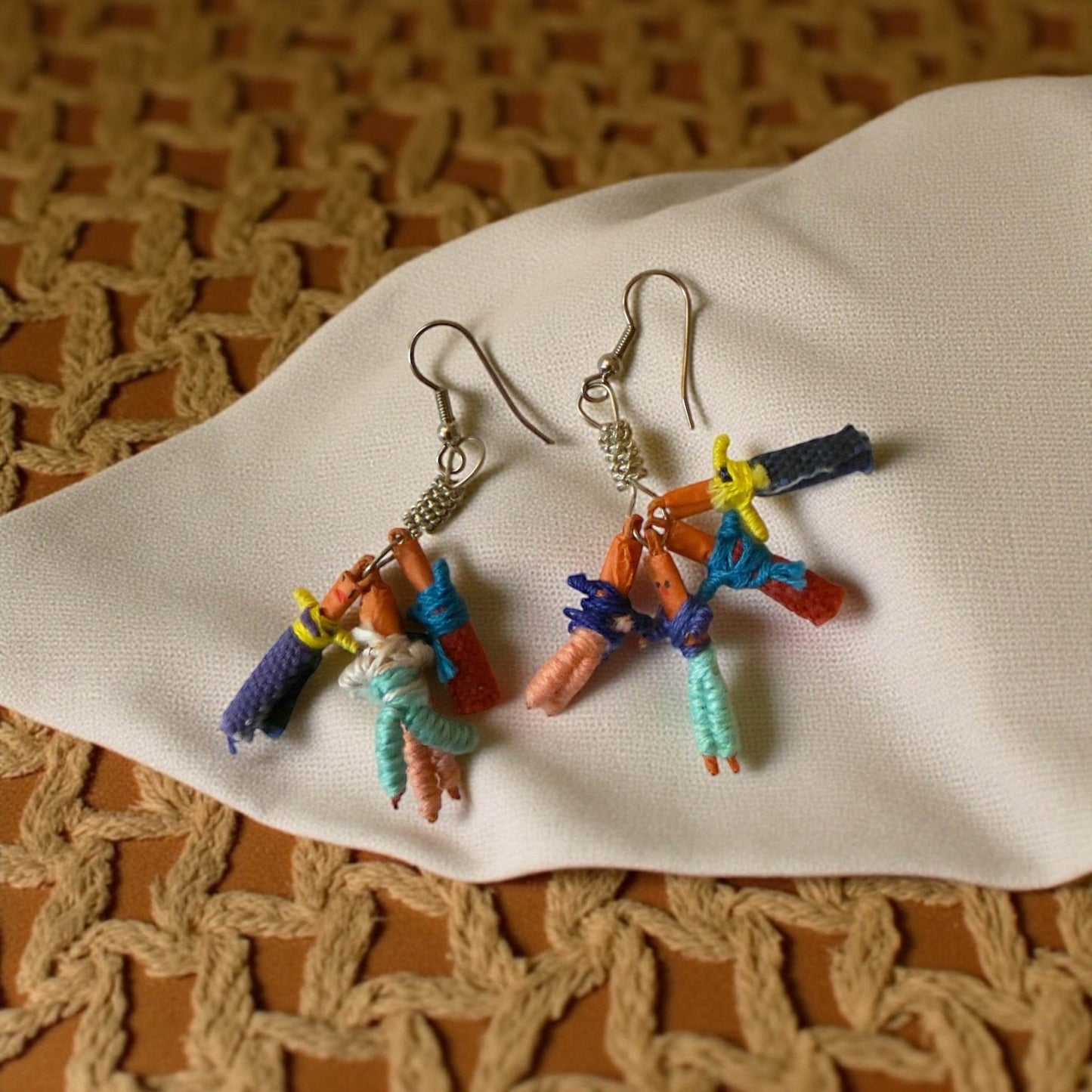 Guatemalan Worry Doll Earrings | Handmade Folk Art Jewelry - From The Andes