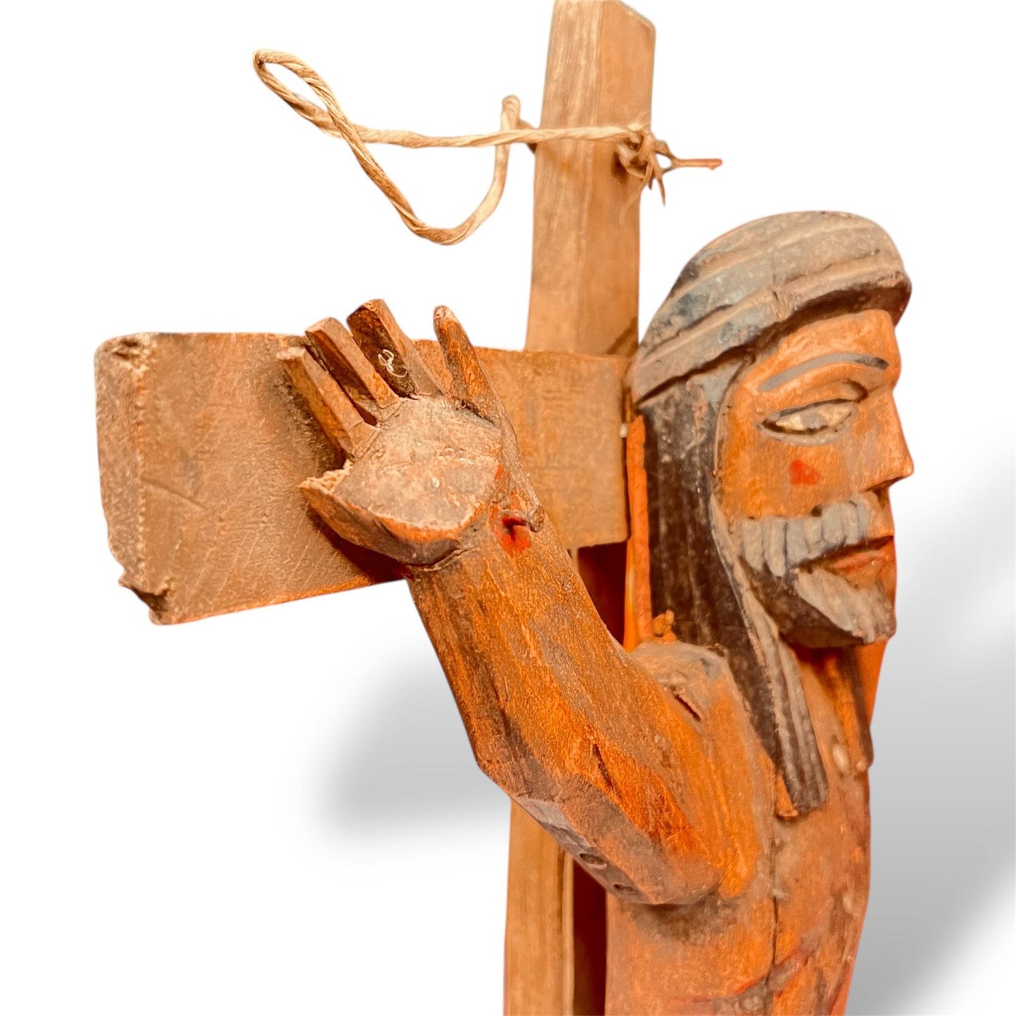 Hand - Carved Cedar Wall Cross – 20” Guatemalan Folk Art Sculpture - From The Andes
