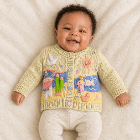 Hand Knit Children's Cardigan | Made in Peru | 100% Cotton - From The Andes