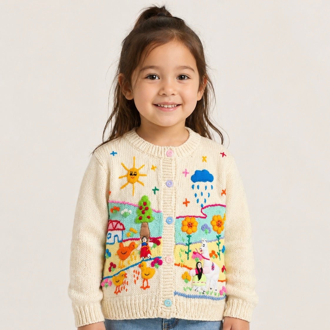 Hand Knit Children's Cardigan | Made in Peru | 100% Cotton - From The Andes
