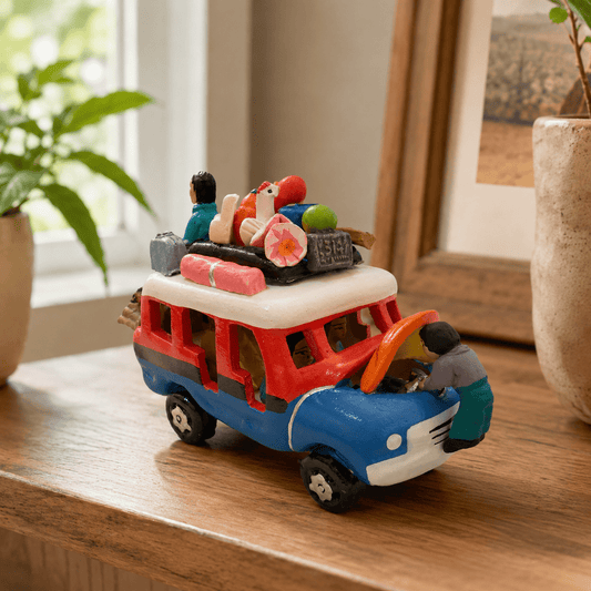Hand - Painted Ceramic Chiva Bus - From The Andes