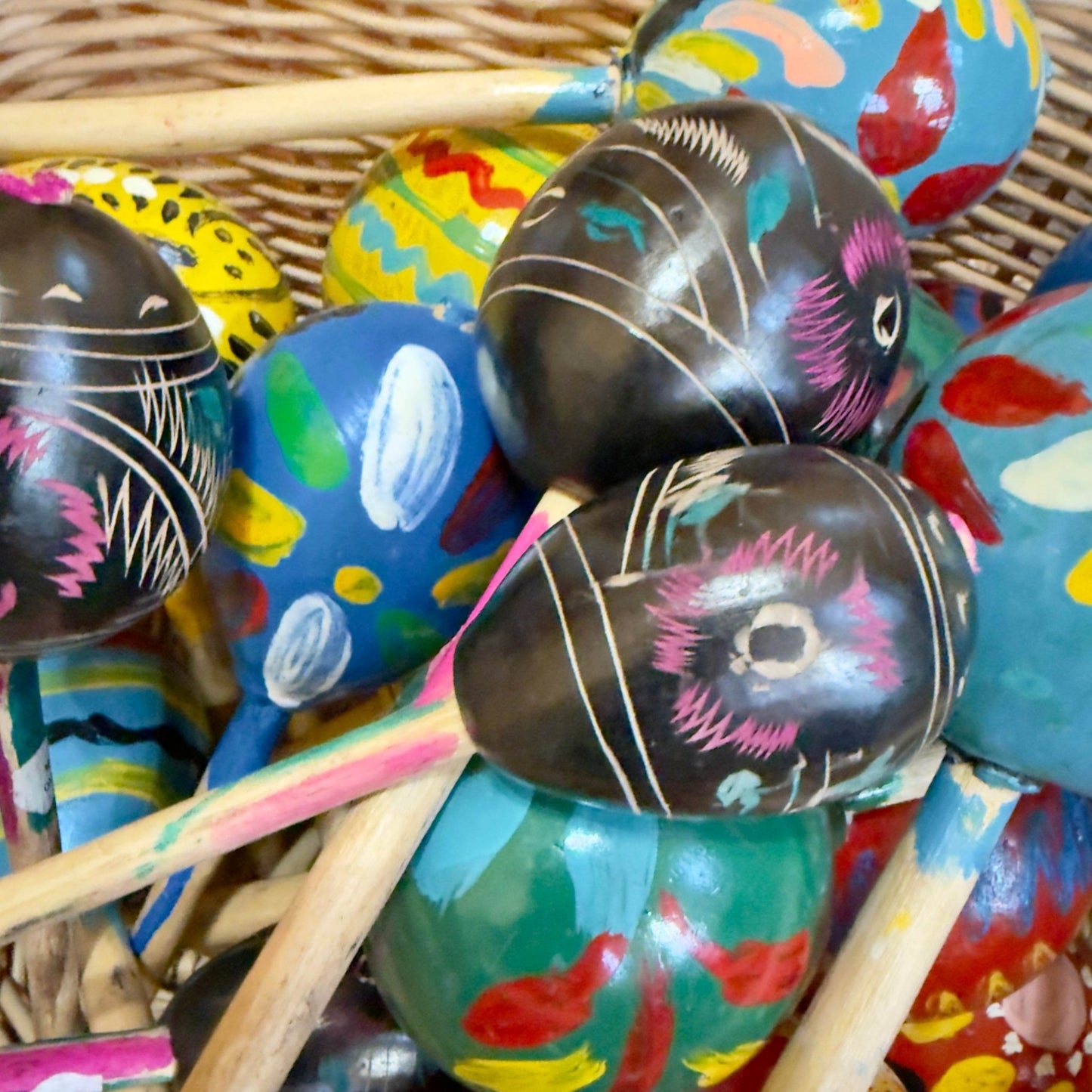 Hand - Painted Maracas from Guatemala - From The Andes