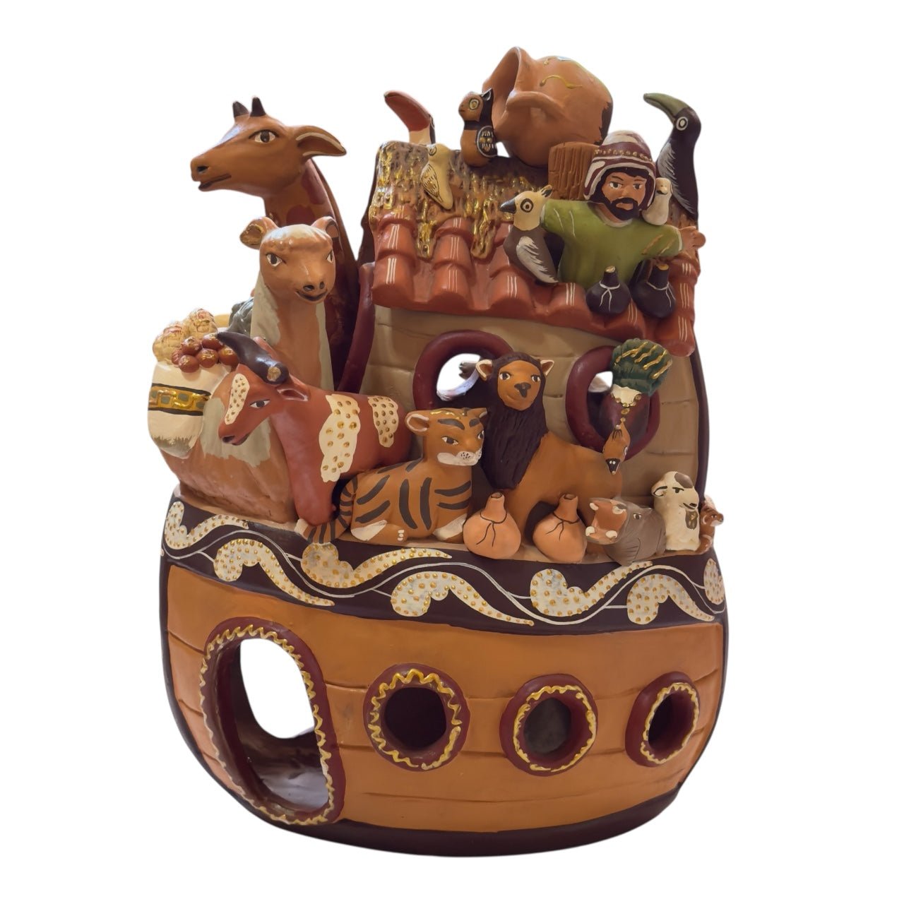 Handcrafted Peruvian Ceramic Ark – Ayacucho Folk Art Sculpture (12 in) - From The Andes