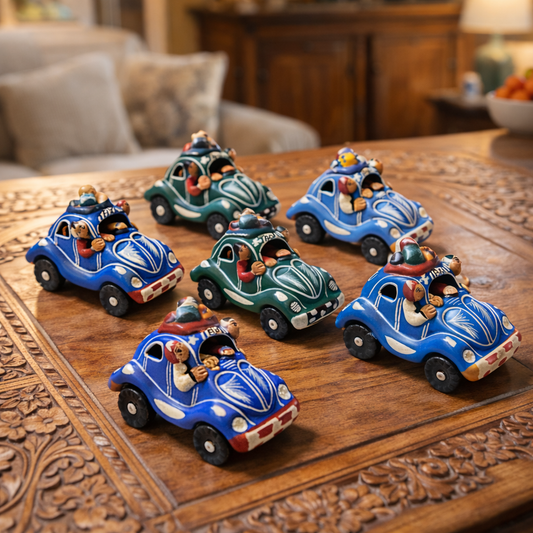 Handcrafted Peruvian Volkswagen Beetle Folk Art Figurine - From The Andes