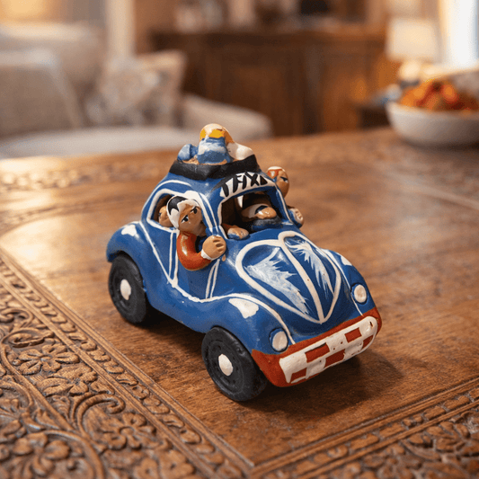 Handcrafted Peruvian Volkswagen Beetle Folk Art Figurine - From The Andes