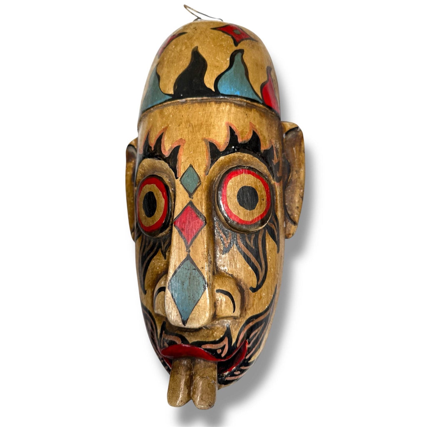 Indonesian Hand - Carved Folk Mask with Buck Teeth Motif - From The Andes