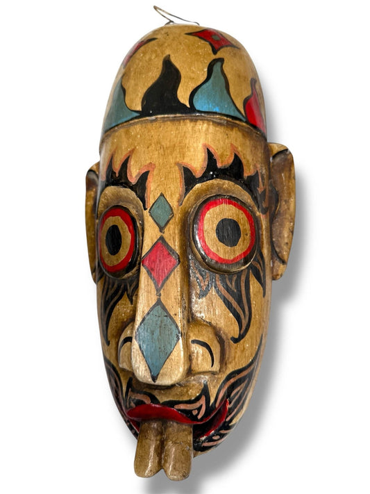 Indonesian Hand - Carved Folk Mask with Buck Teeth Motif - From The Andes