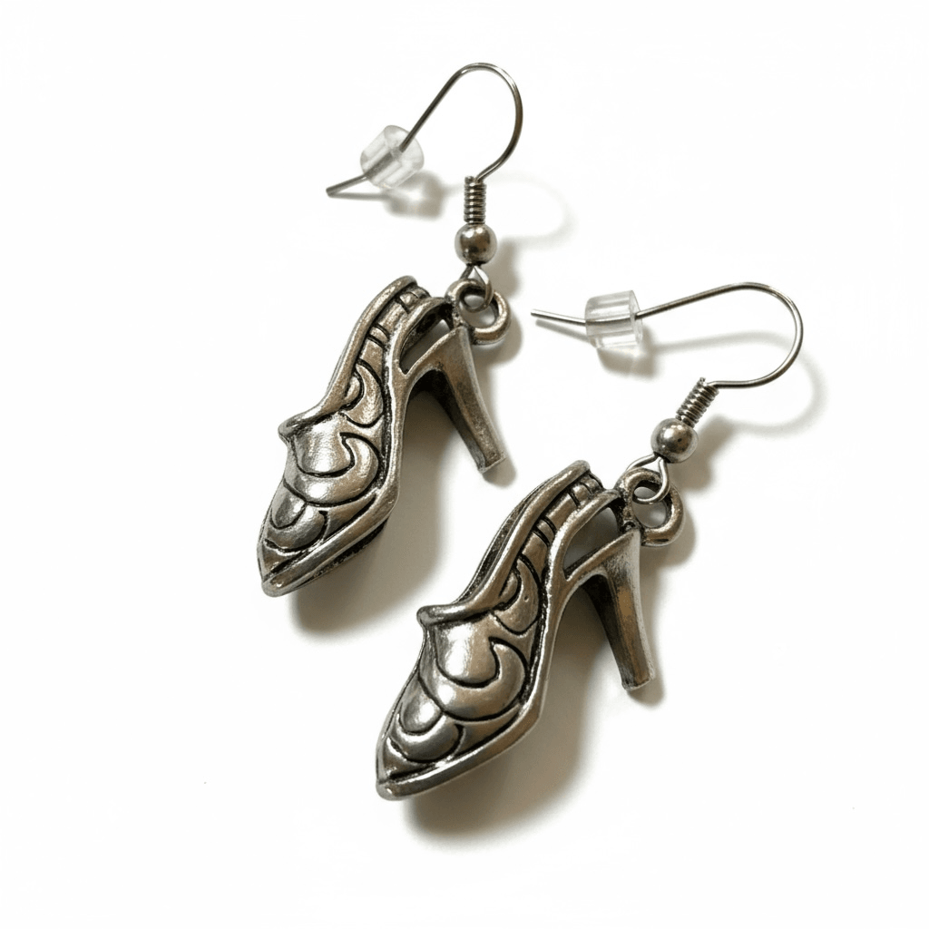 Mexican Pewter High Heel Earrings - From The Andes