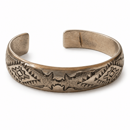 Navajo Sterling Silver Stamped Cuff - From The Andes