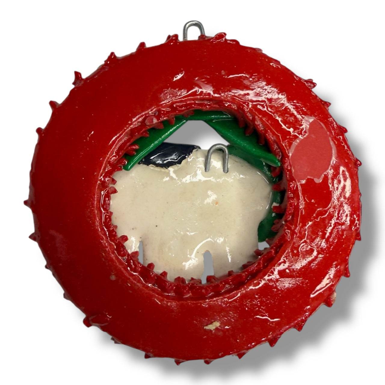 Peruvian Hand - Painted Ceramic Christmas Wreath Ornaments - From The Andes
