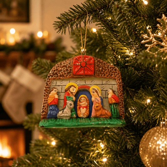 Peruvian Mini Nativity Ornament, Hand Painted Christmas Crèche - From The Andes