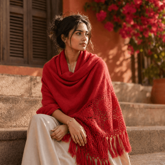 Napa Crimson Alpaca Shawl - From The Andes