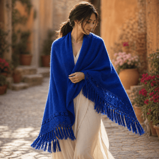 Newport Cobalt Alpaca Shawl - From The Andes