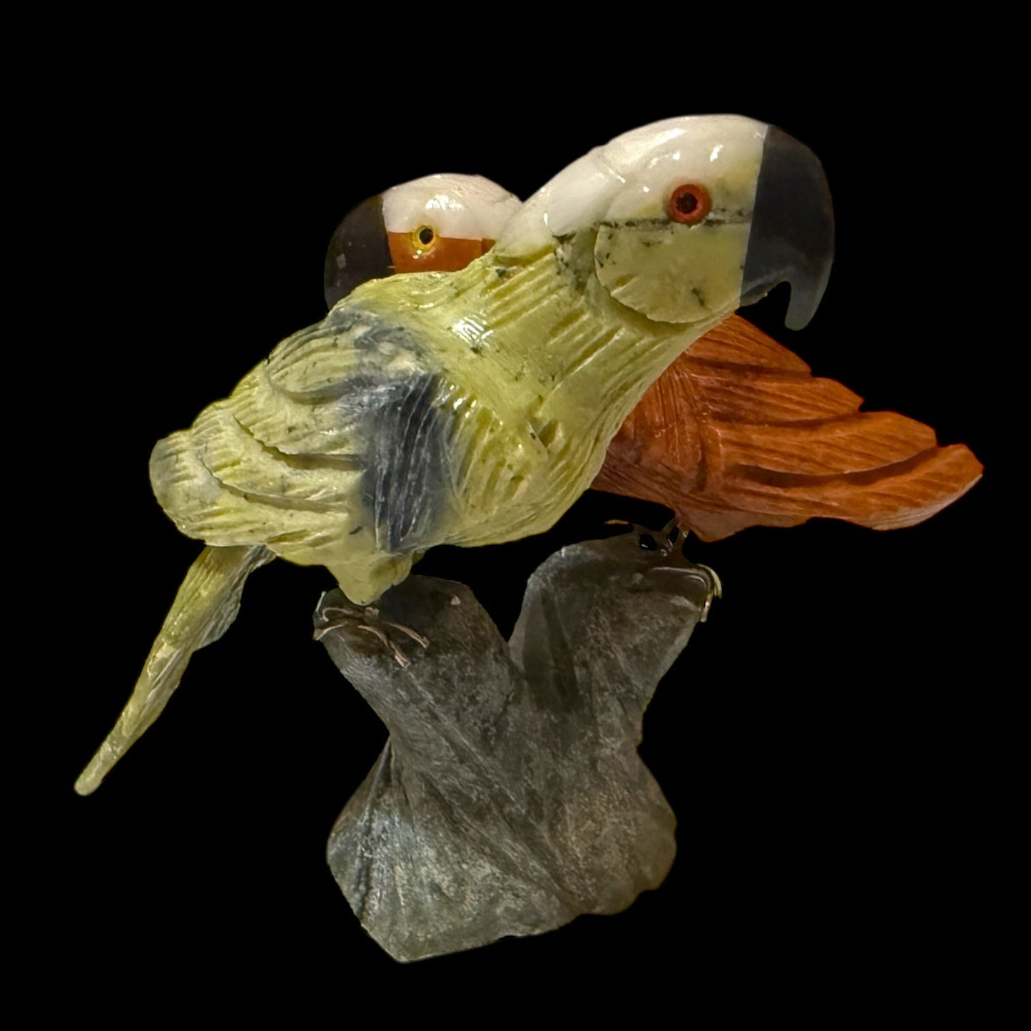 The Andean Duet: Hand - Carved Stone Macaws - From The Andes