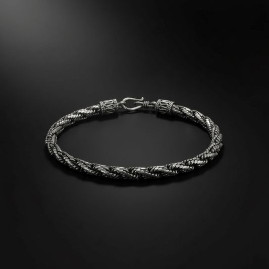 Thick Weave Foxtail Bracelet: Artisan Silver from Bali - From The Andes