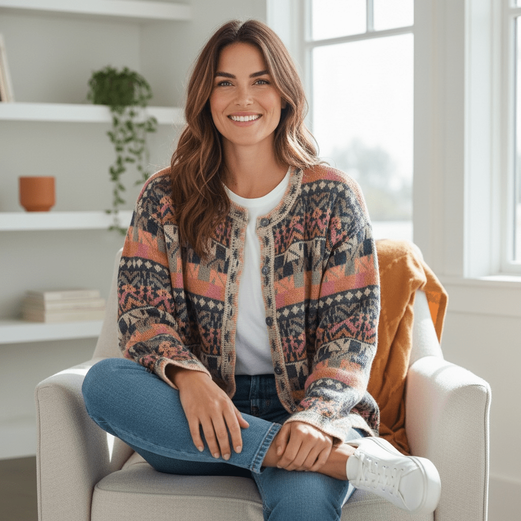 VIENNA Alpaca Jacquard Cardigan - From The Andes