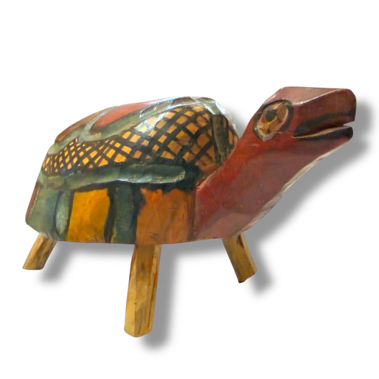Vintage Guatemalan Hand - Carved Turtle Sculpture - From The Andes
