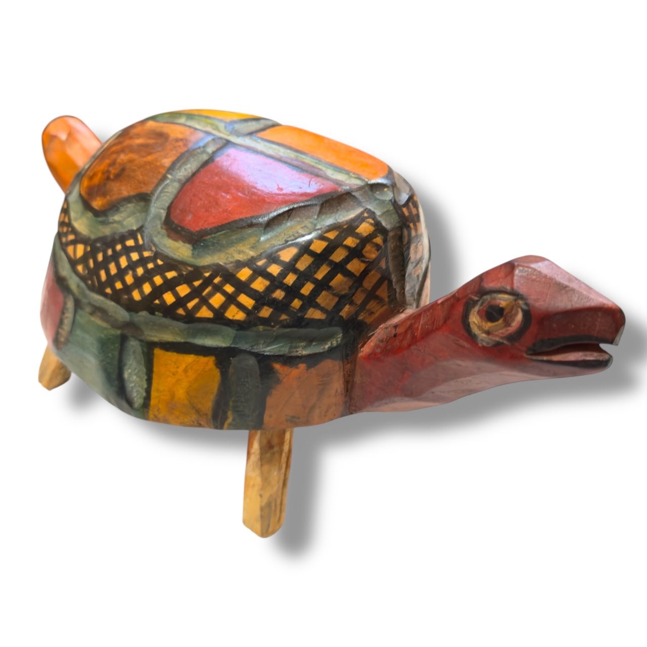 Vintage Guatemalan Hand - Carved Turtle Sculpture - From The Andes