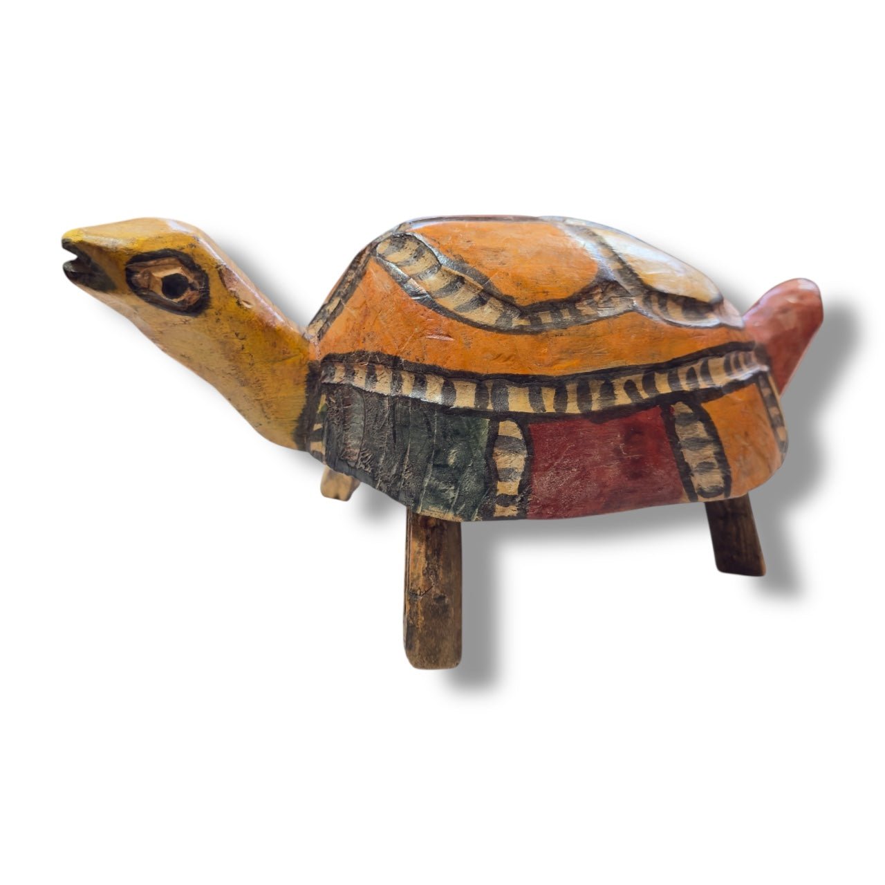 Vintage Guatemalan Hand - Carved Turtle Sculpture - From The Andes