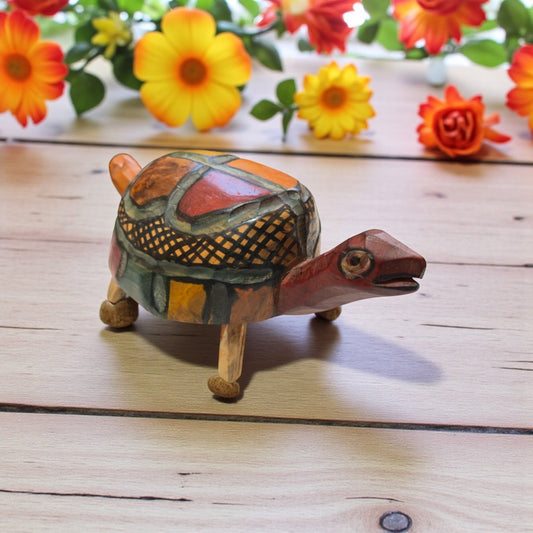 Vintage Guatemalan Hand - Carved Turtle Sculpture - From The Andes