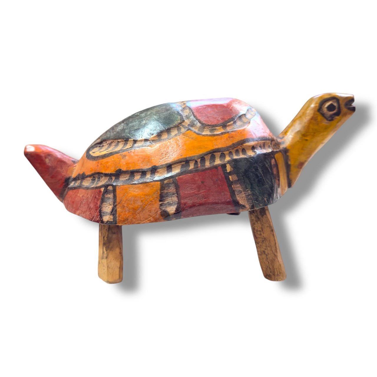 Vintage Guatemalan Hand - Carved Turtle Sculpture - From The Andes