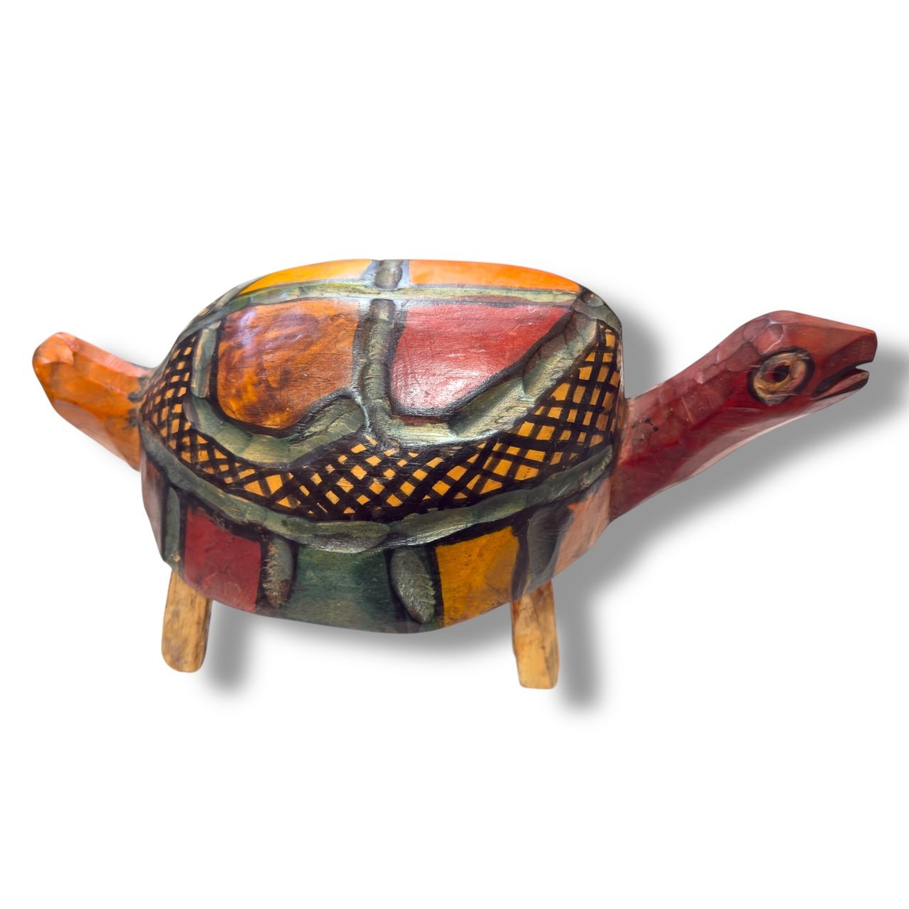 Vintage Guatemalan Hand - Carved Turtle Sculpture - From The Andes