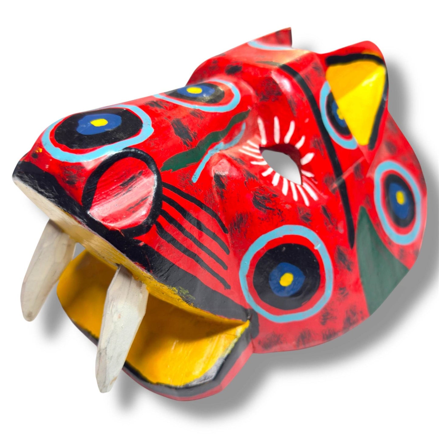 Vintage Guatemalan Red Jaguar Mask - From The Andes