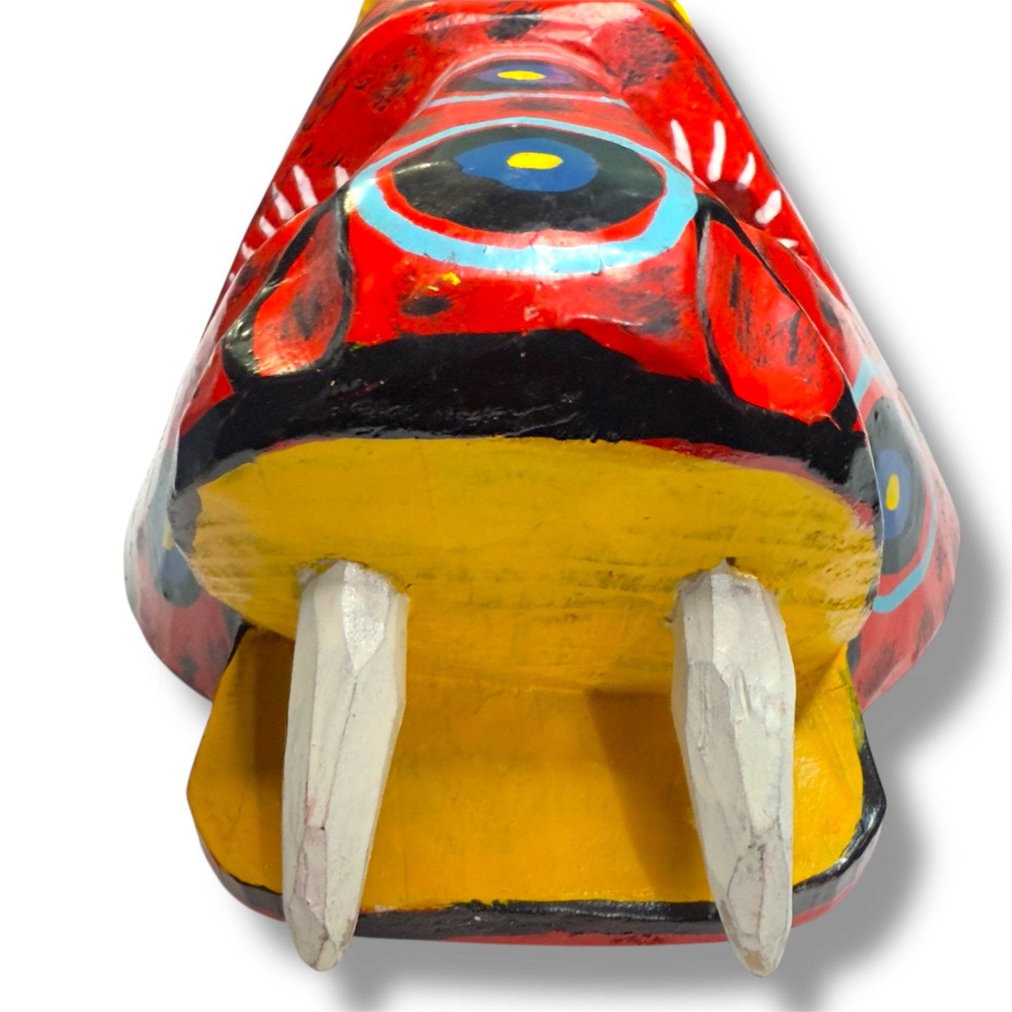 Vintage Guatemalan Red Jaguar Mask - From The Andes