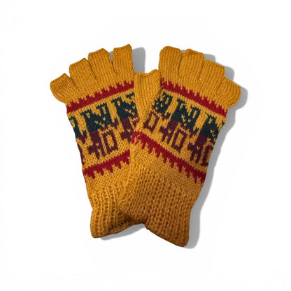 100% Alpaca Handwoven Fingerless Gloves - From The Andes