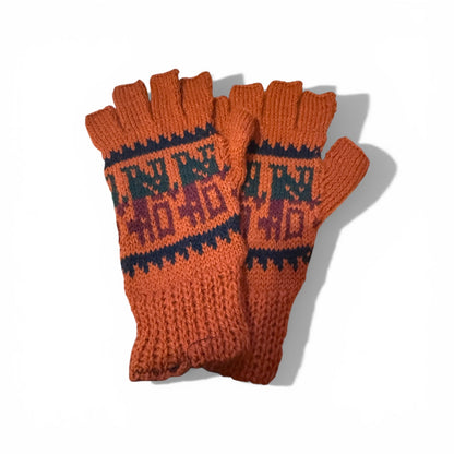 100% Alpaca Handwoven Fingerless Gloves - From The Andes