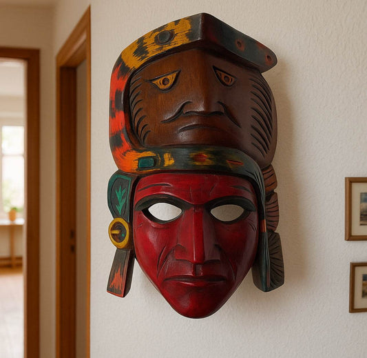 Guatemala Maya Dual-Spirit Mask – Serpent Guardian - From The Andes