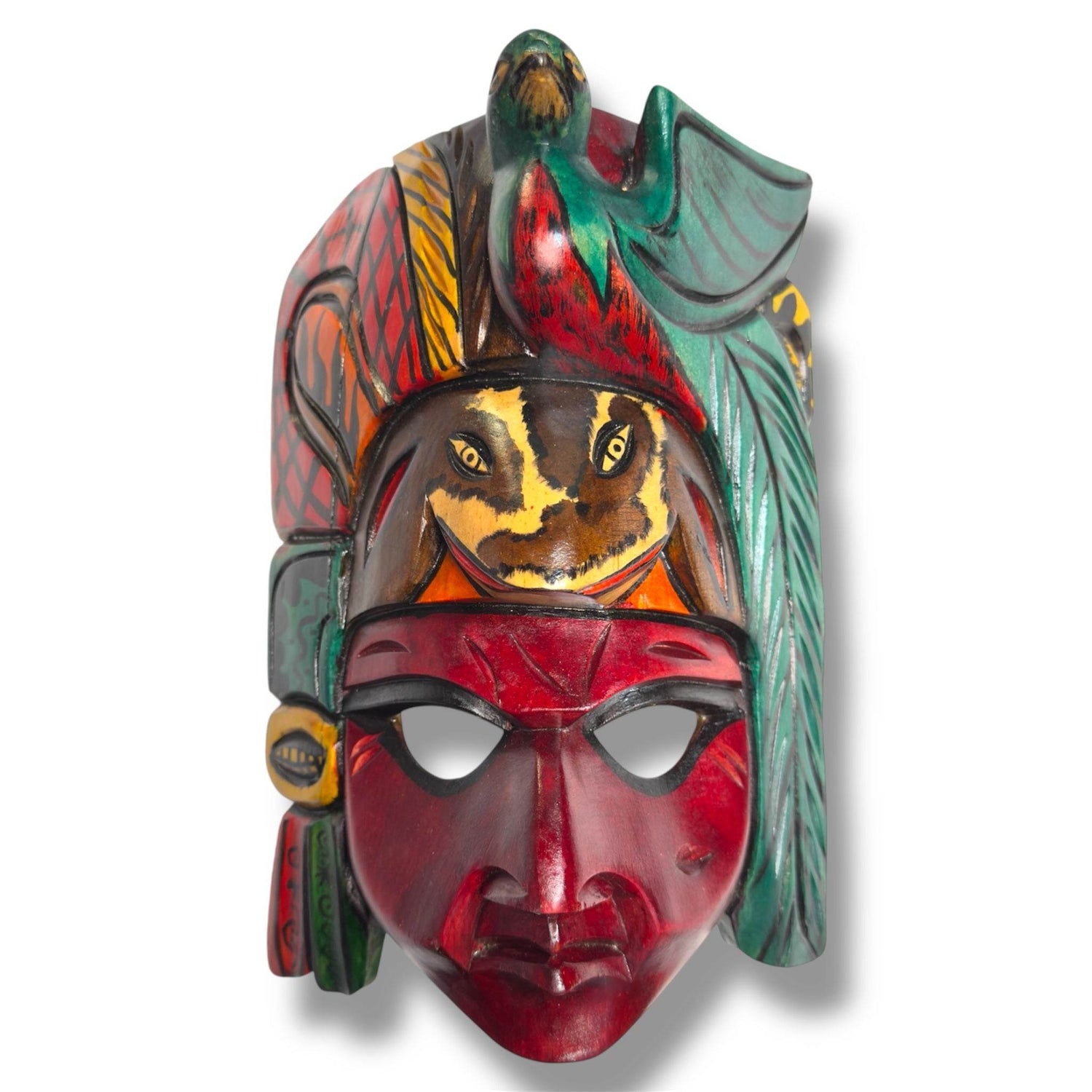 Guatemalan Quetzal-Frog Headdress Mask from Chichicastenango - From The Andes