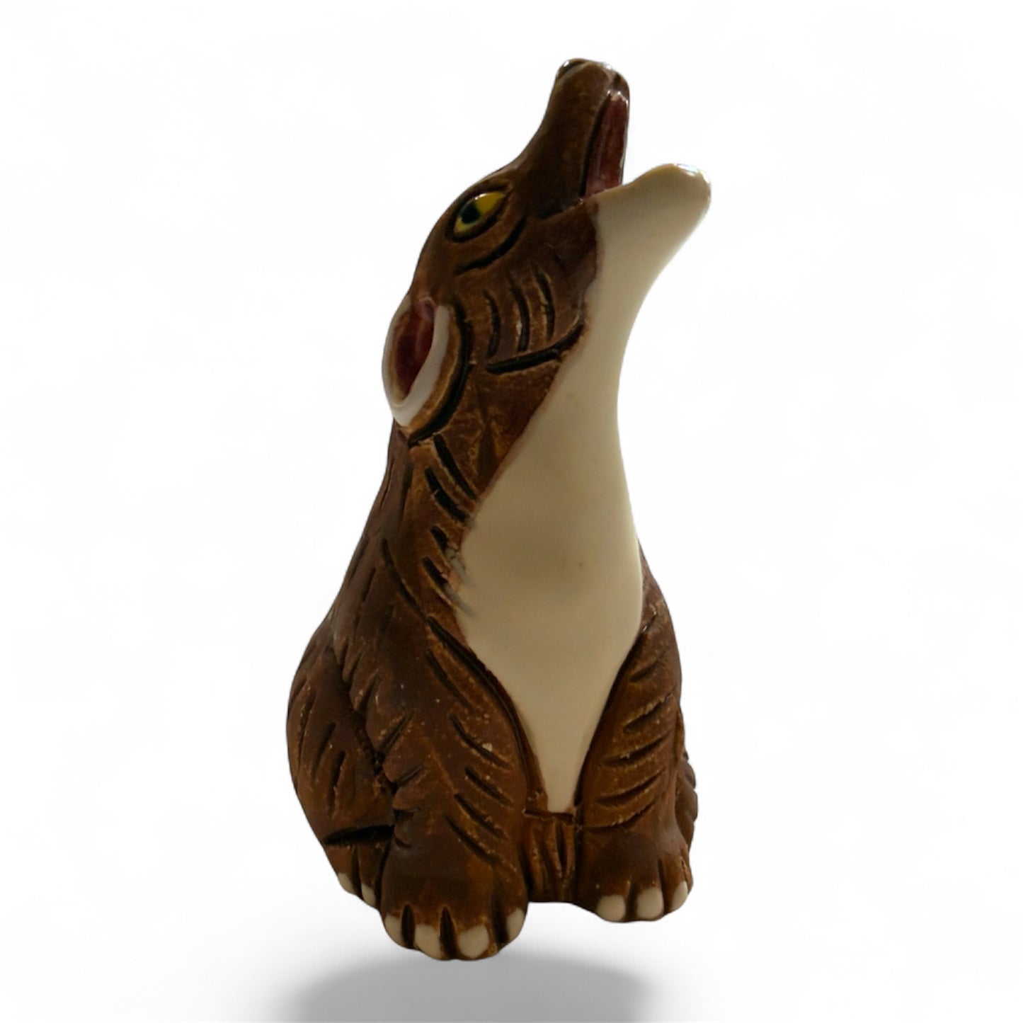 Peruvian Ceramic Howling Coyote Figurine